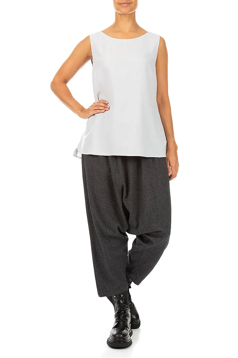 Sleeveless Pearl Grey Silk Cotton Blouse 4