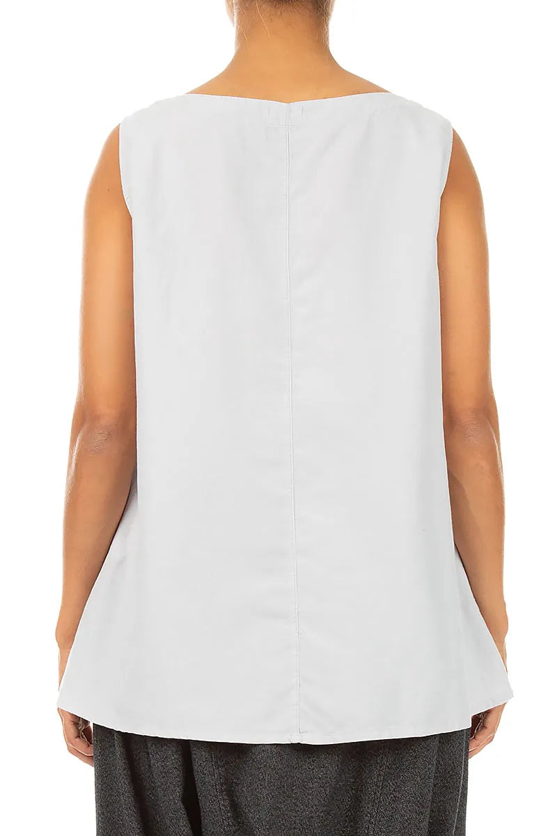 Sleeveless Pearl Grey Silk Cotton Blouse 2
