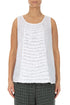 Sleeveless Ruffled White Linen Top 1