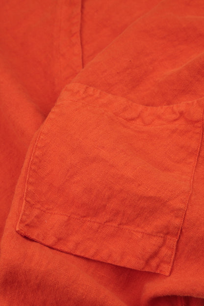 Sleeveless Sculpted Flame Orange Linen Dress 6