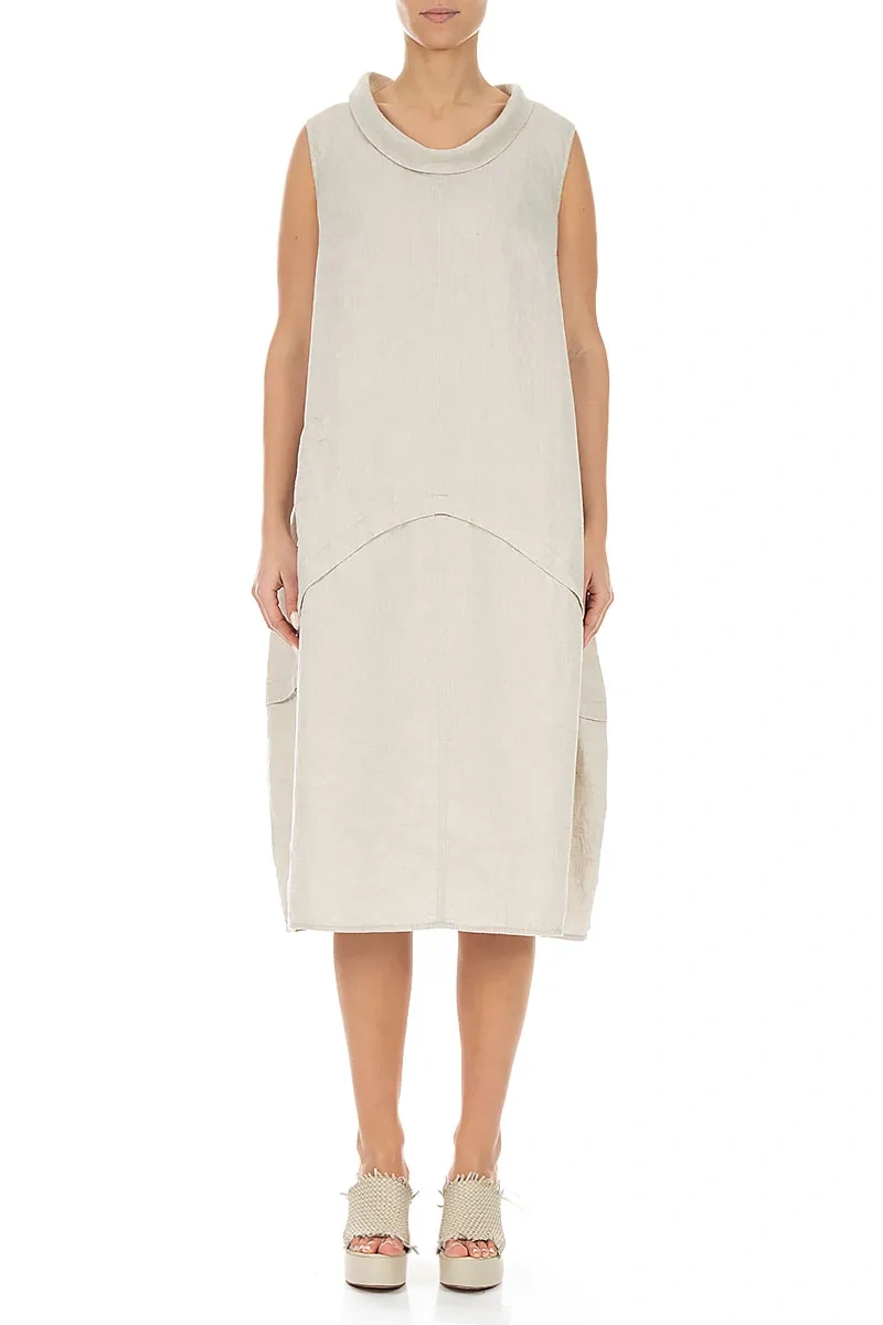 Sleeveless Sculpted Natural Linen Dress 1