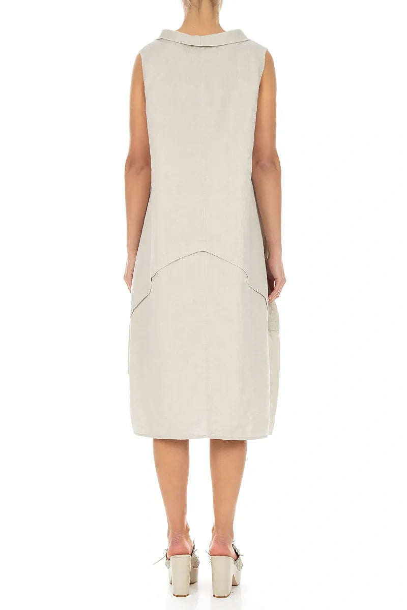 Sleeveless Sculpted Natural Linen Dress 2