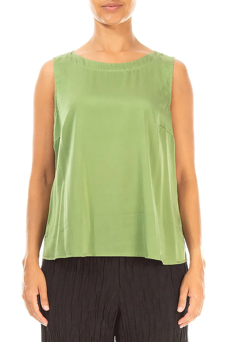 Sleeveless Shamrock Green Silk Top