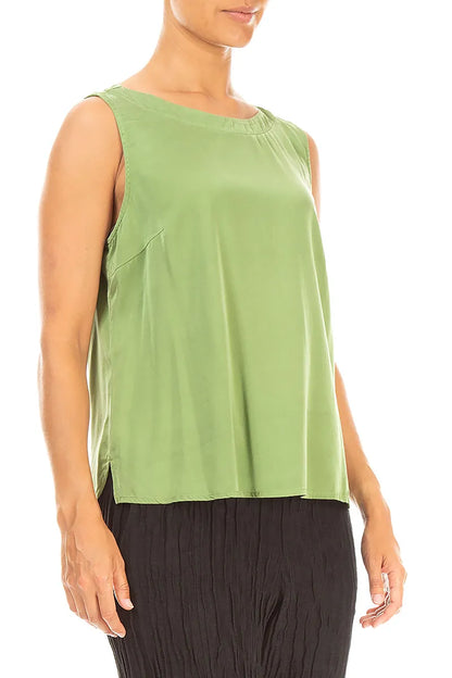 Sleeveless Shamrock Green Silk Top