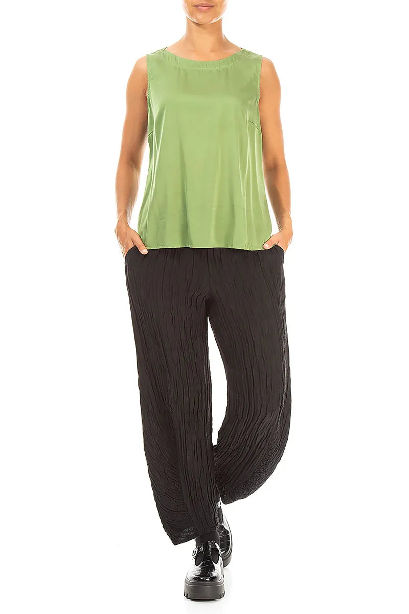 Sleeveless Shamrock Green Silk Top