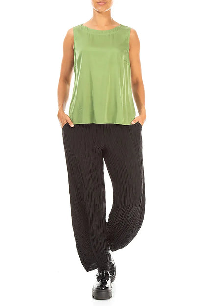 Sleeveless Shamrock Green Silk Top