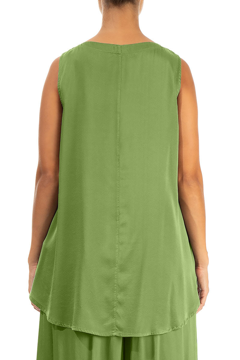 Sleeveless Shamrock Green Silk Top