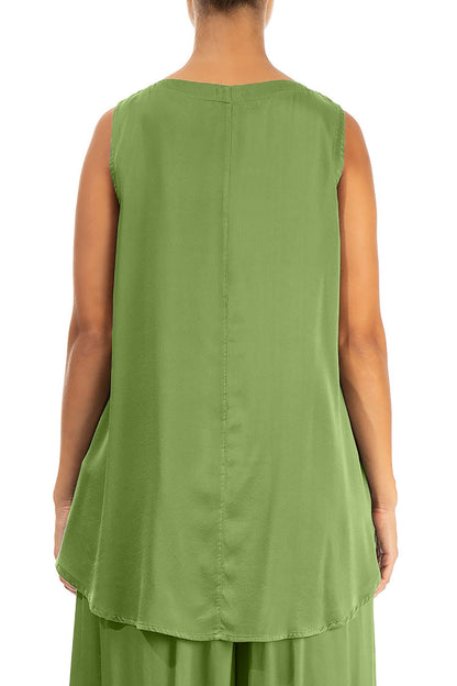 Sleeveless Shamrock Green Silk Top