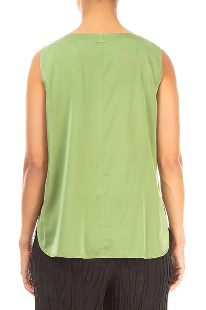 Sleeveless Shamrock Green Silk Top