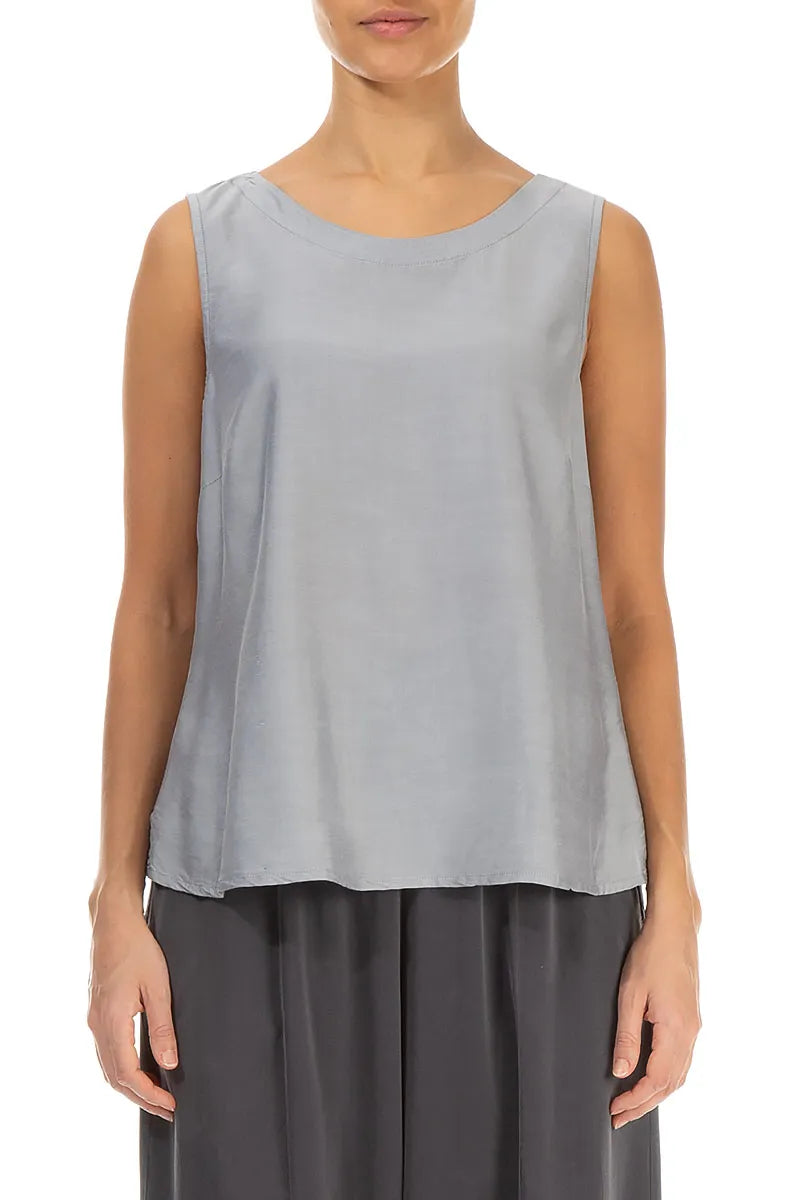 Sleeveless Silver Silk Bamboo Top 1