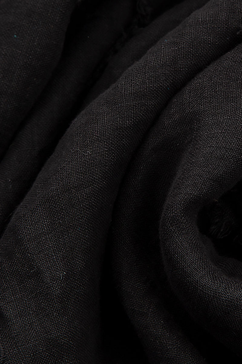 Sleeveless Single Pocket Black Gauze Linen Tunic 5