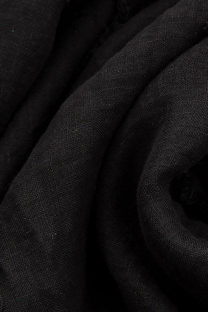 Sleeveless Single Pocket Black Gauze Linen Tunic 5