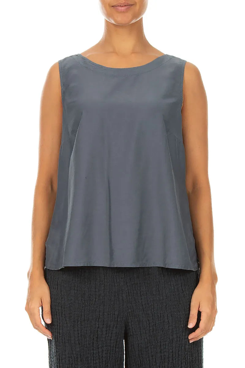 Sleeveless Slate Silk Bamboo Top