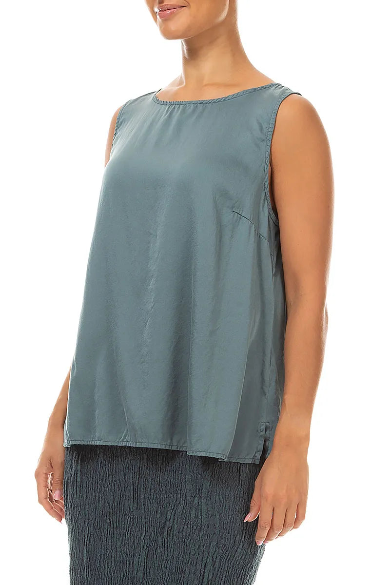 Sleeveless Slate Silk Top