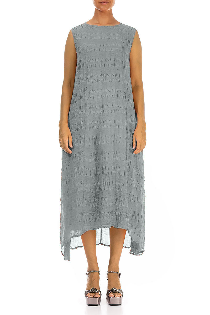 Sleeveless Textured Sage Silk Dress 1