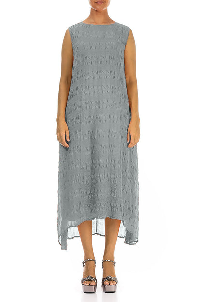 Sleeveless Textured Sage Silk Dress 1