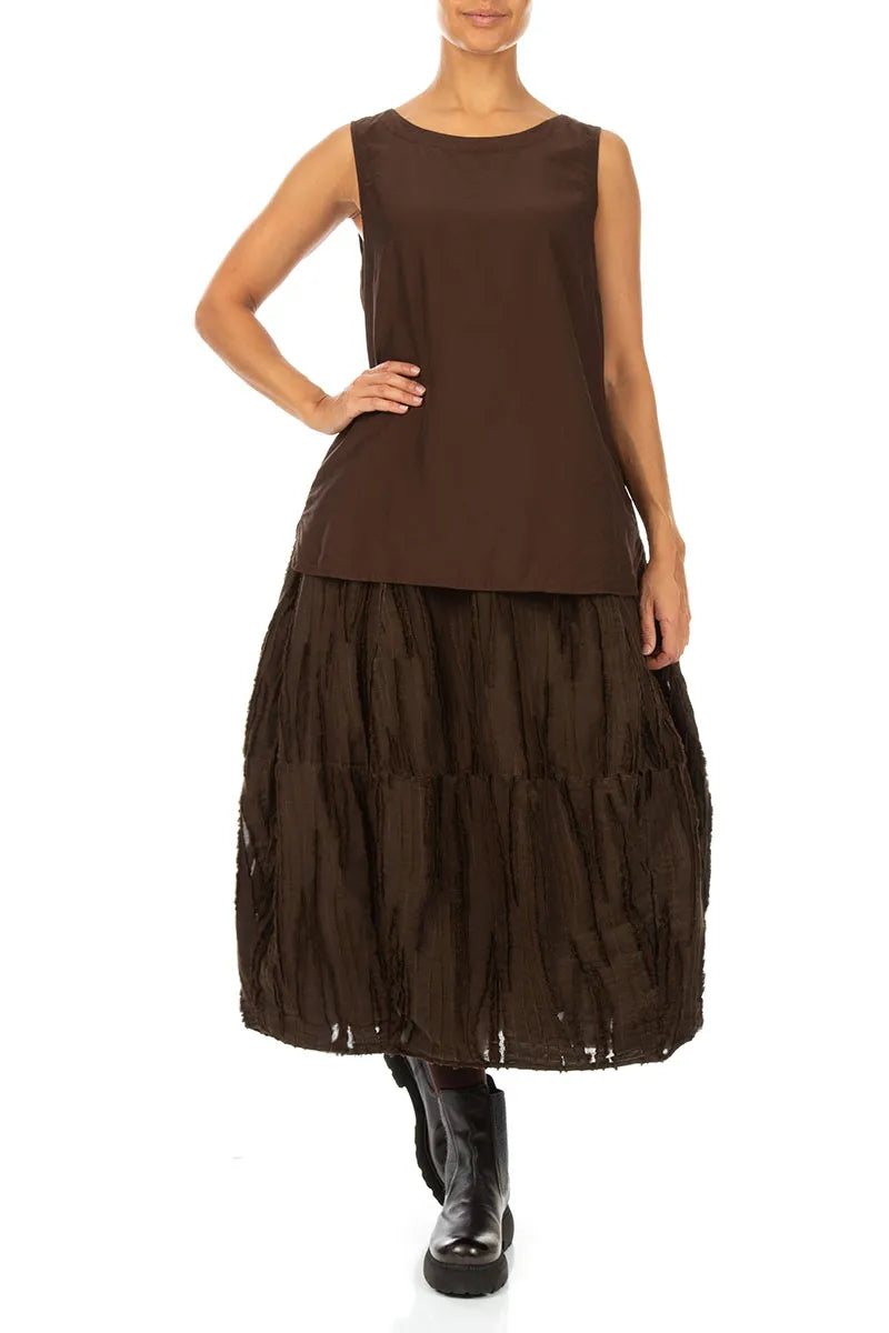 Sleeveless Truffle Brown Silk Bamboo Top