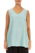 Sleeveless V-Neck Mint Silk Bamboo Blouse 1