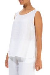 Sleeveless White Linen Top 3