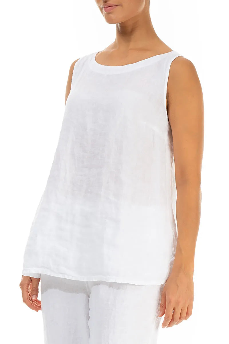 Sleeveless White Linen Top 3