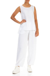Sleeveless White Linen Top 4