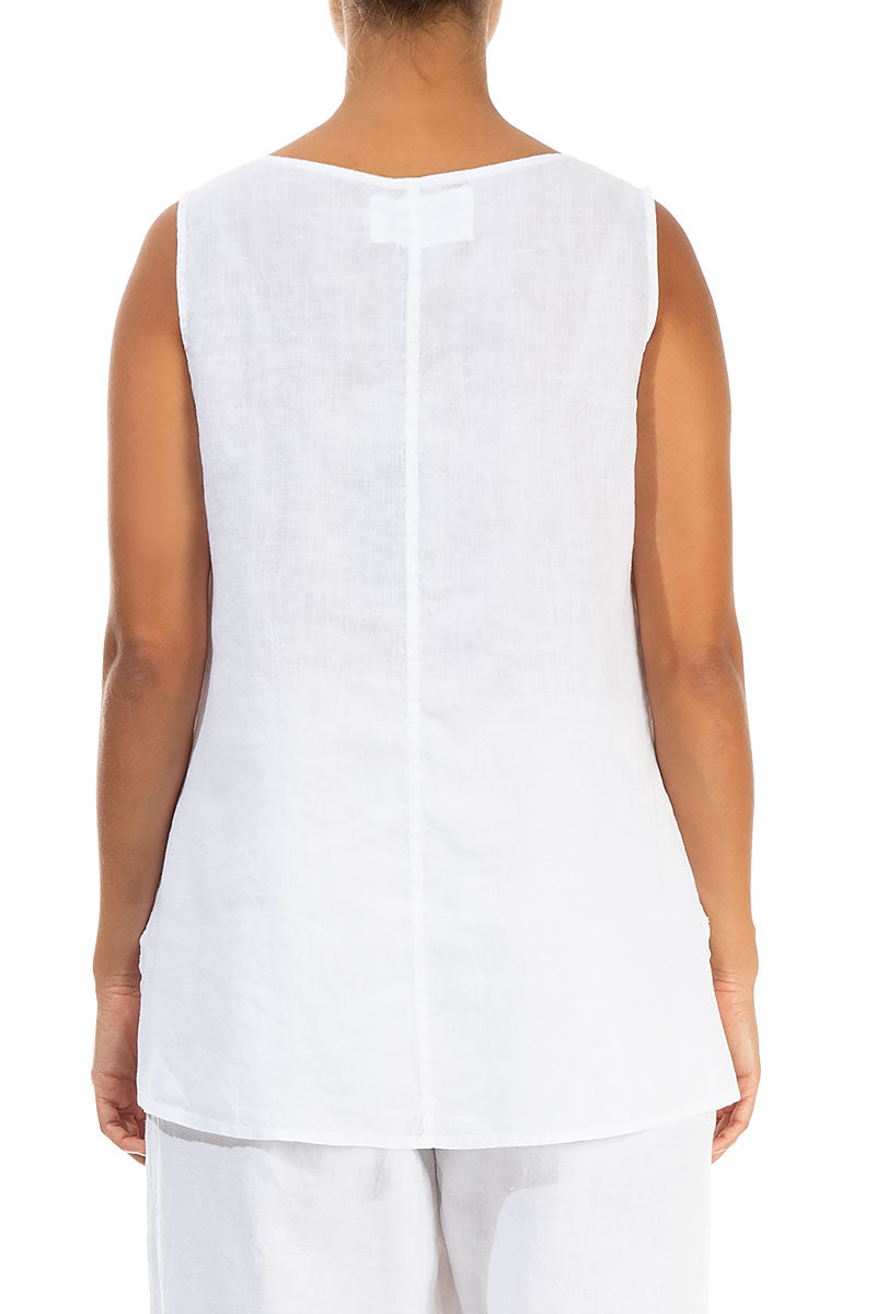 Sleeveless White Linen Top 2
