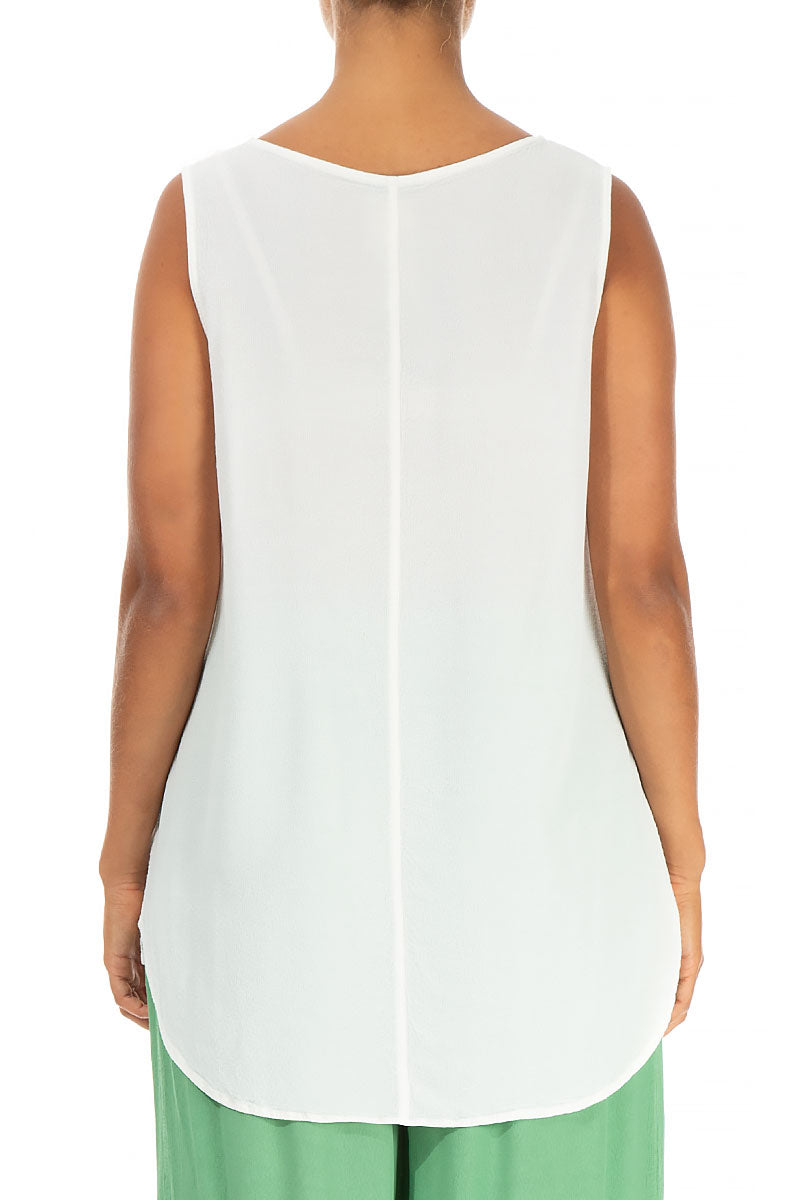 Sleeveless White Viscose Top 2