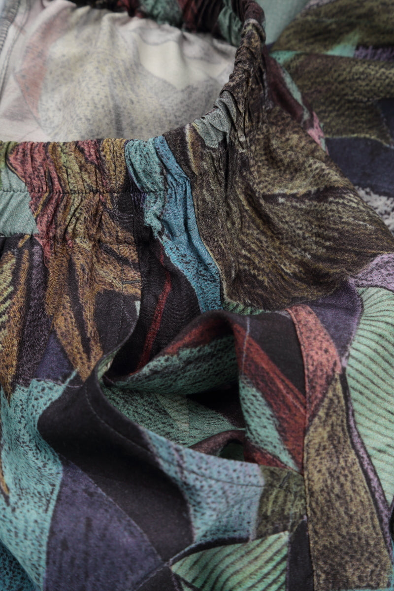 Slight Taper Art Mosaic Silk Bamboo Trousers 5