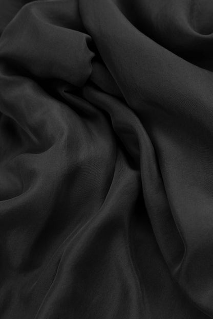 Slight Taper Black Pure Silk Trousers