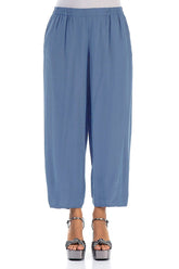 Slight Taper Blue Nova Silk Bamboo Trousers 1