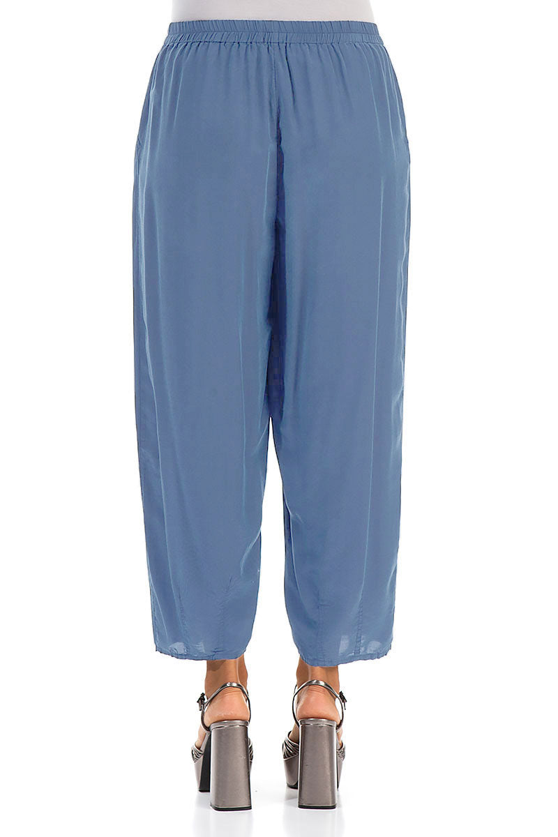 Slight Taper Blue Nova Silk Bamboo Trousers 2