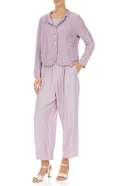 Slight Taper Lilac Silk Bamboo Trousers 4