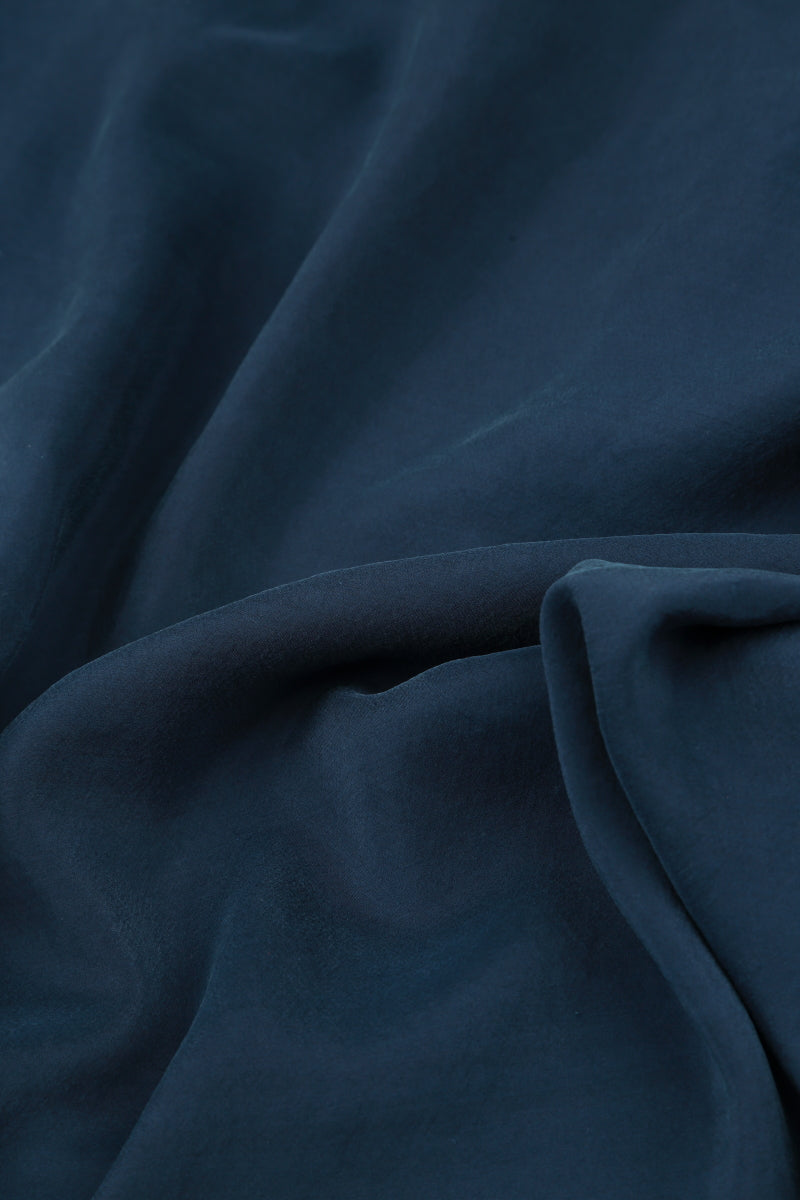 Slight Taper Navy Pure Silk Trousers 4