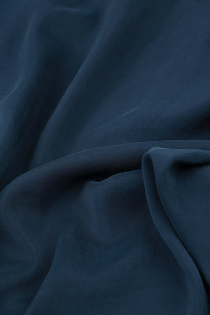 Slight Taper Navy Pure Silk Trousers 4