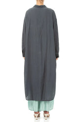 Slit Hem Graphite Textured Silk Jacket 3