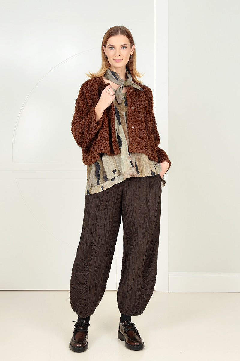 Snap Front Aged Copper Teddy Cotton Jacket 7
