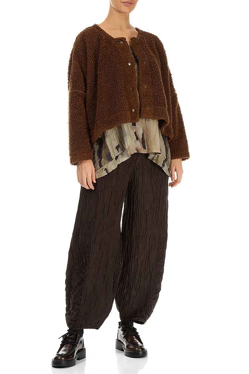 Snap Front Aged Copper Teddy Cotton Jacket 5