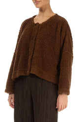 Snap Front Aged Copper Teddy Cotton Jacket 3