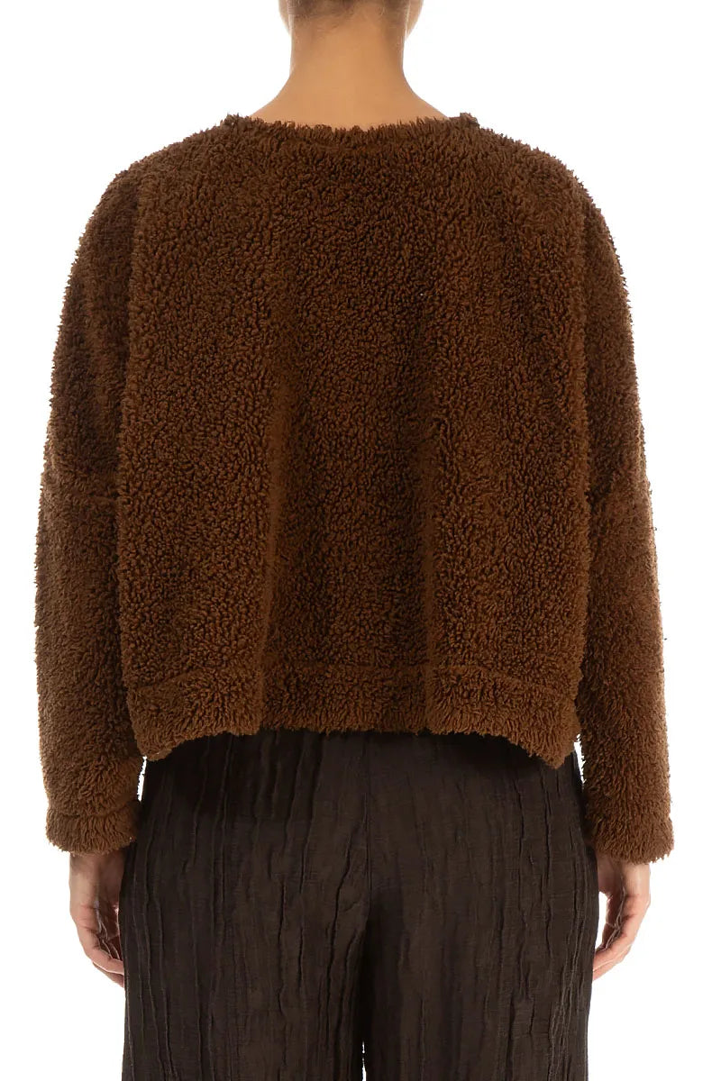 Snap Front Aged Copper Teddy Cotton Jacket 2