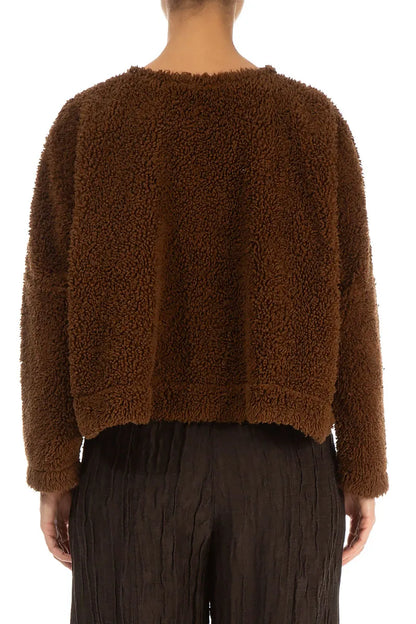 Snap Front Aged Copper Teddy Cotton Jacket 2