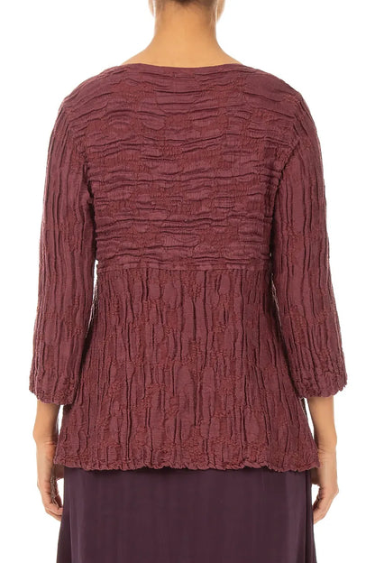 Soft-Shaped Antique Ruby Circle Silk Linen Blouse