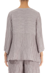Soft-Shaped Greige Crinkled Silk Linen Blouse 2