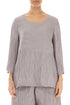 Soft-Shaped Greige Crinkled Silk Linen Blouse 1