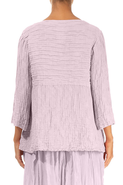 Fliederfarbene Bluse aus zerknitterter Seide und Leinen in weicher Form