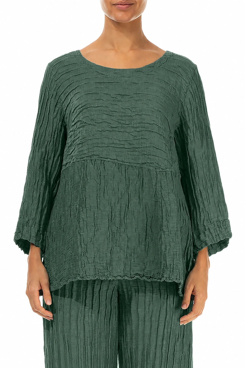 Soft-Shaped Salbeigraue Crinkled-Seidenleinenbluse