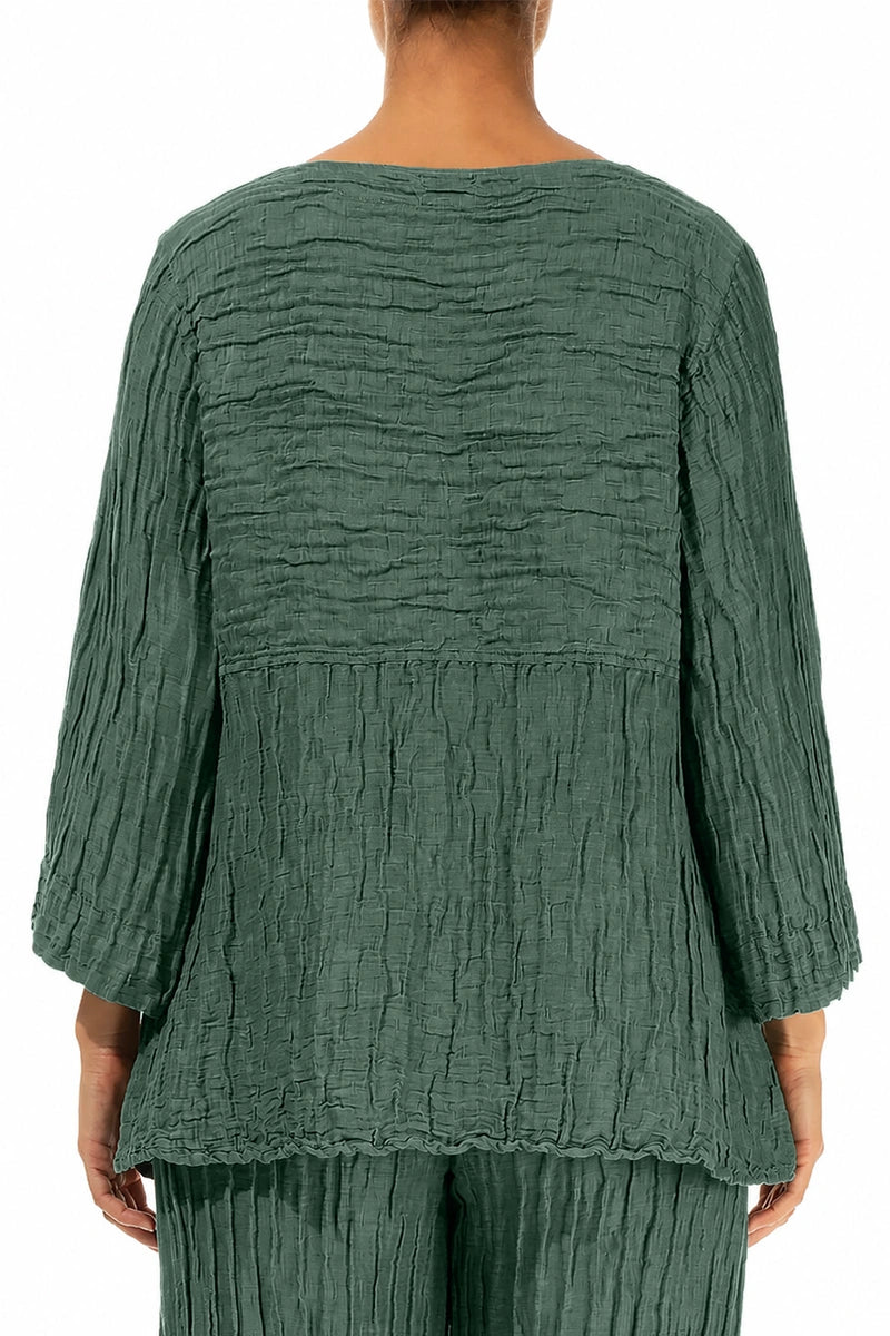 Soft-Shaped Salbeigraue Crinkled-Seidenleinenbluse
