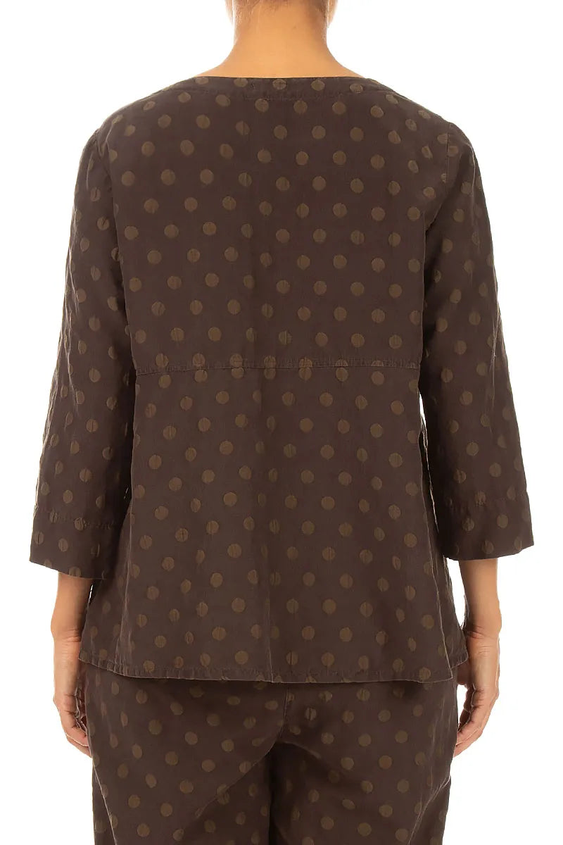Soft-Shaped Truffle Brown Dotty Silk Blouse 3