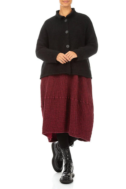 Soft Collar Black Cashmere Wool Cardigan