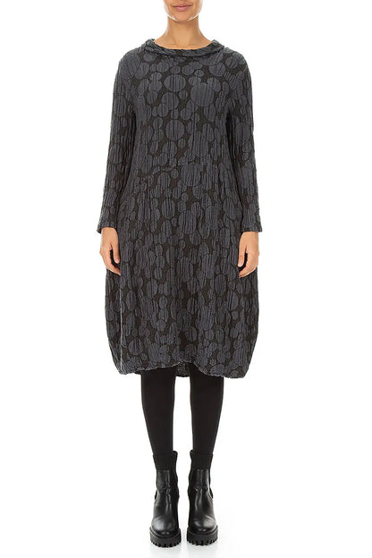 Soft Cowl Charcoal Circle Silk Linen Dress