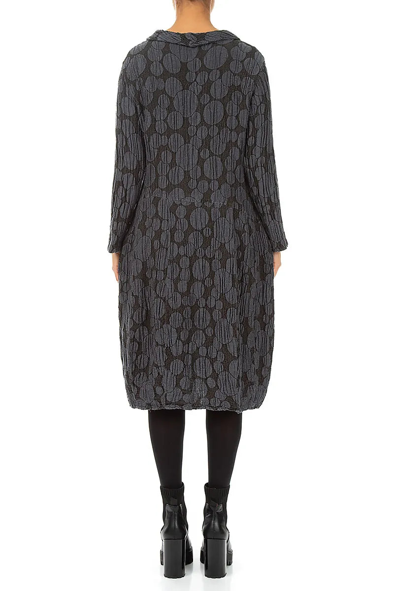 Soft Cowl Charcoal Circle Silk Linen Dress